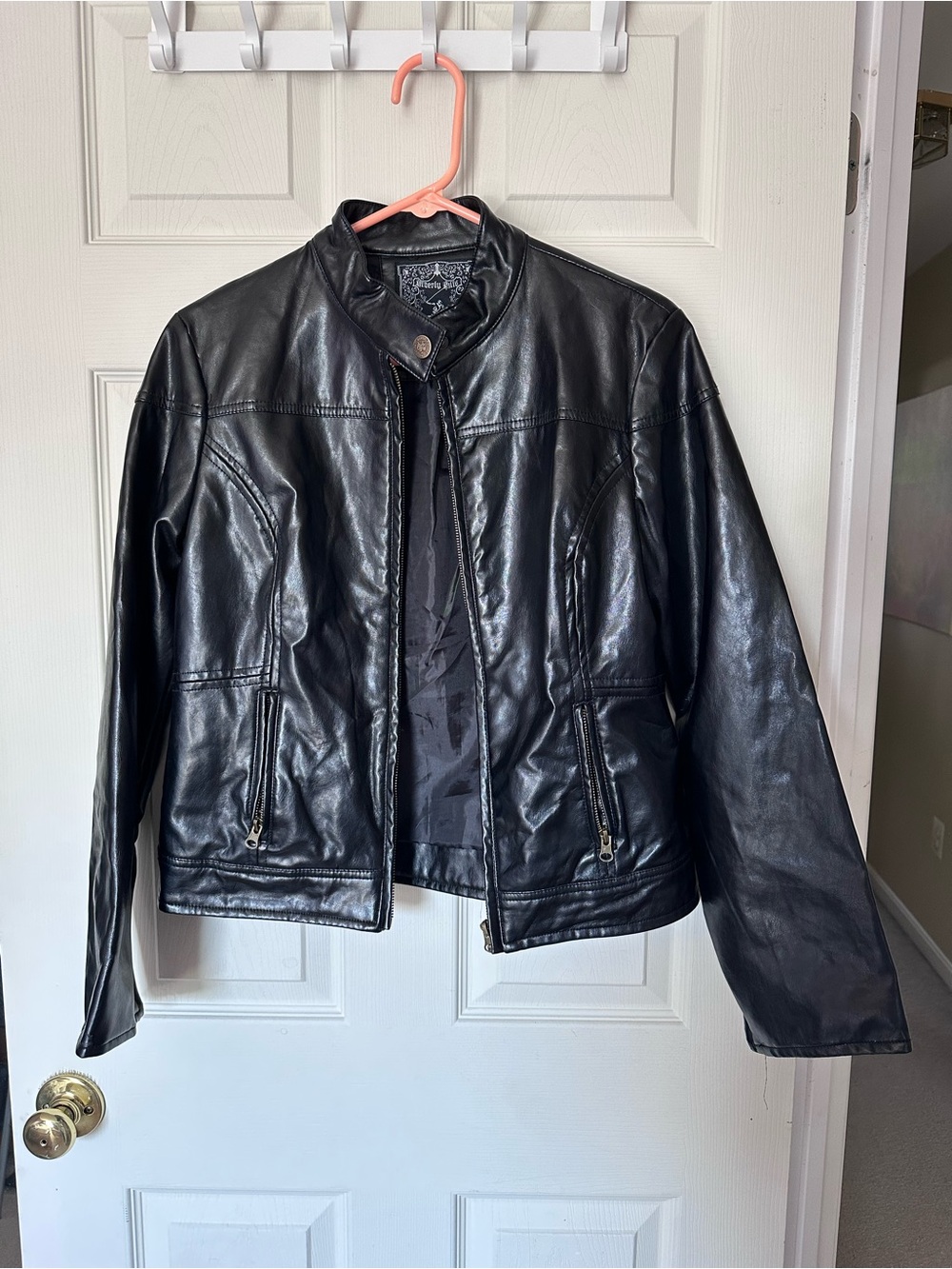 Beverly Hills Polo Club Black Bomber-Style faux Leather Jacket